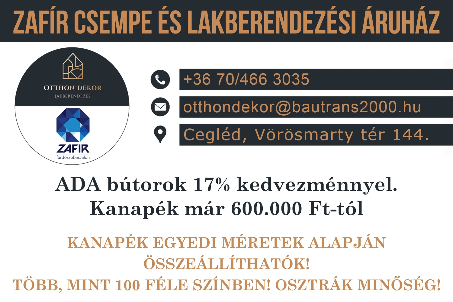 Zafír csempe és lakberendezési áruház